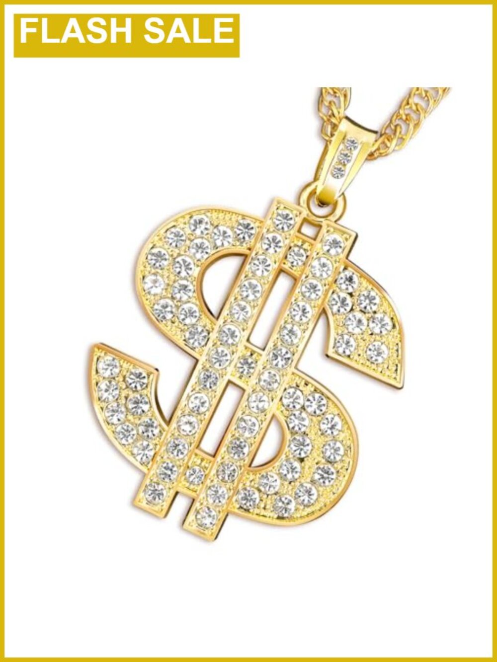 Gold Chain Necklace with Dollar Sign Pendant 29 Inch Hip Hop Money Chain